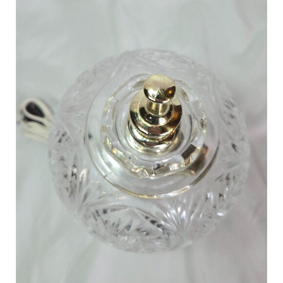 Boudoir Cut Glass Crystal Brass Night Light Dresser Lamp Vintage 11" Pinwheel - Picture 8 of 16